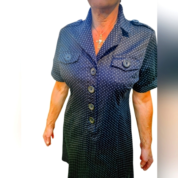 Emma JAMES Vintage Style Rockabilly PINUP Dress Fitted Polkadot DRESS Size 12 P - Picture 5 of 6